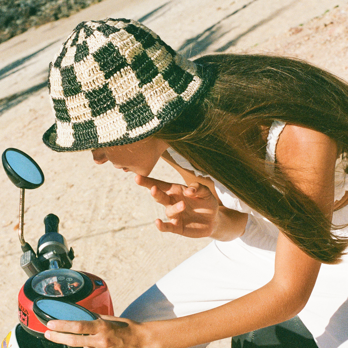 Made by Minga | Black + White Crochet Checkered Bucket Hat | Handmade