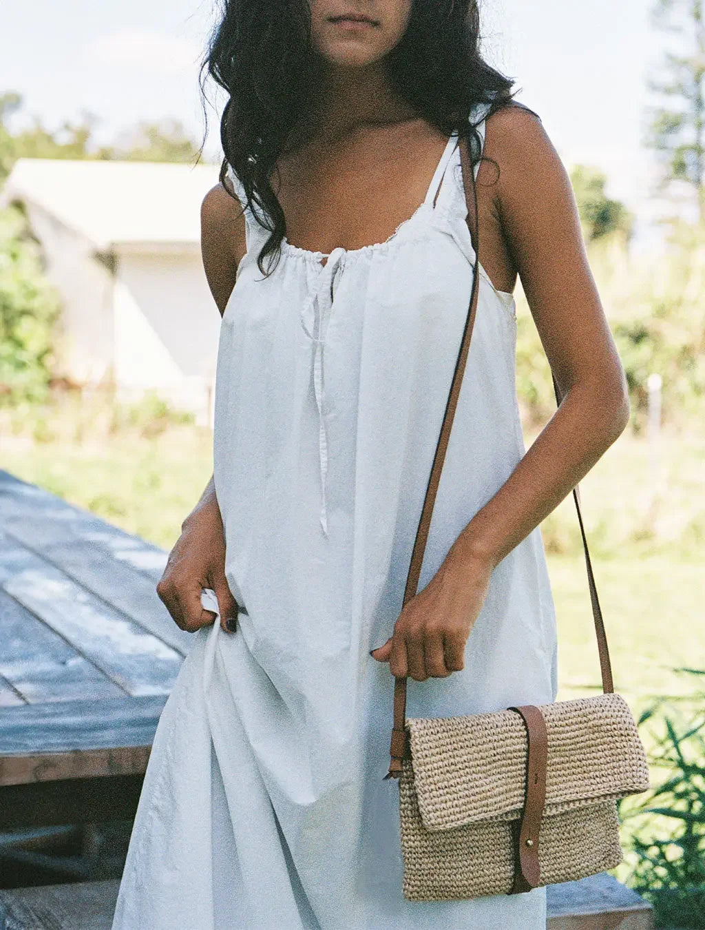 Rosa Woven Satchel Bag | Natural Minga