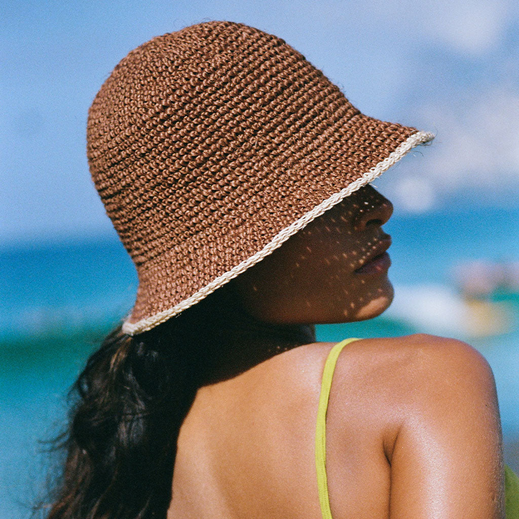 Summer Bucket Hat - Crocheted Brown Minga