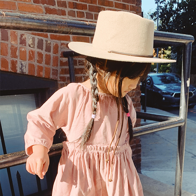 Kid's - Mini Zoila Boater Wool Hat Made by Minga