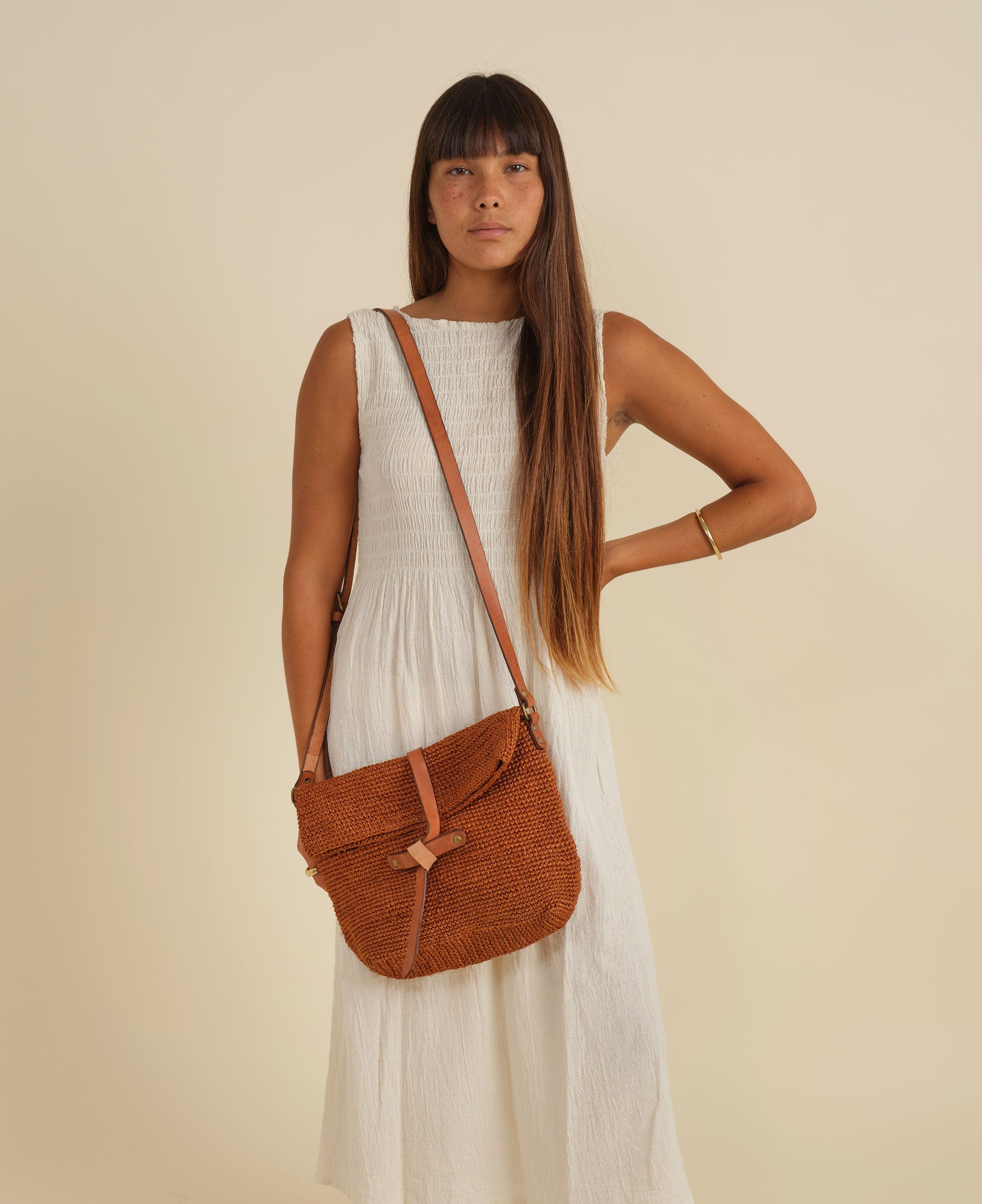 Carmen Woven Crossbody Bag | Orange Minga