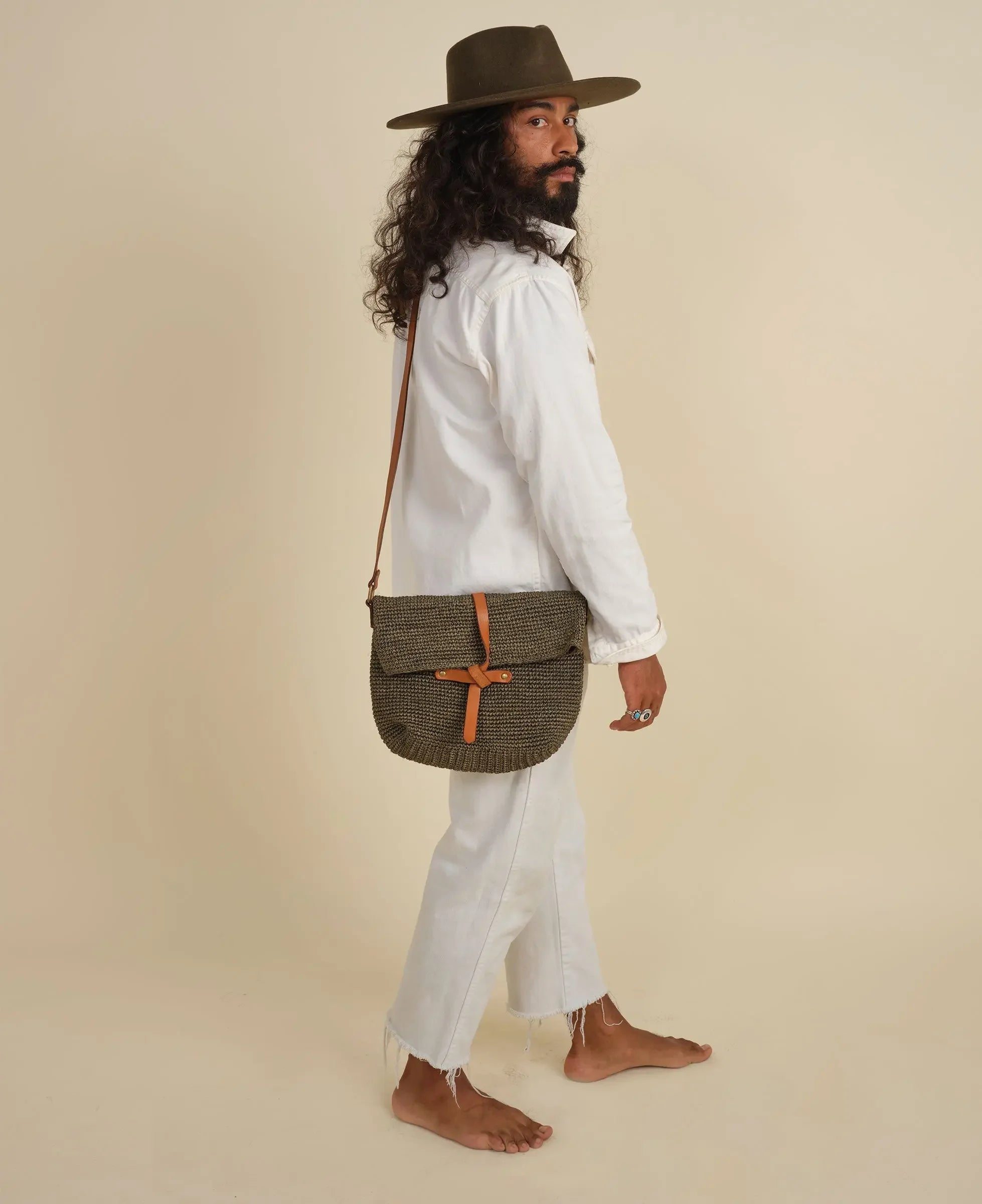 Carmen Woven Crossbody Bag | Sage Green Minga