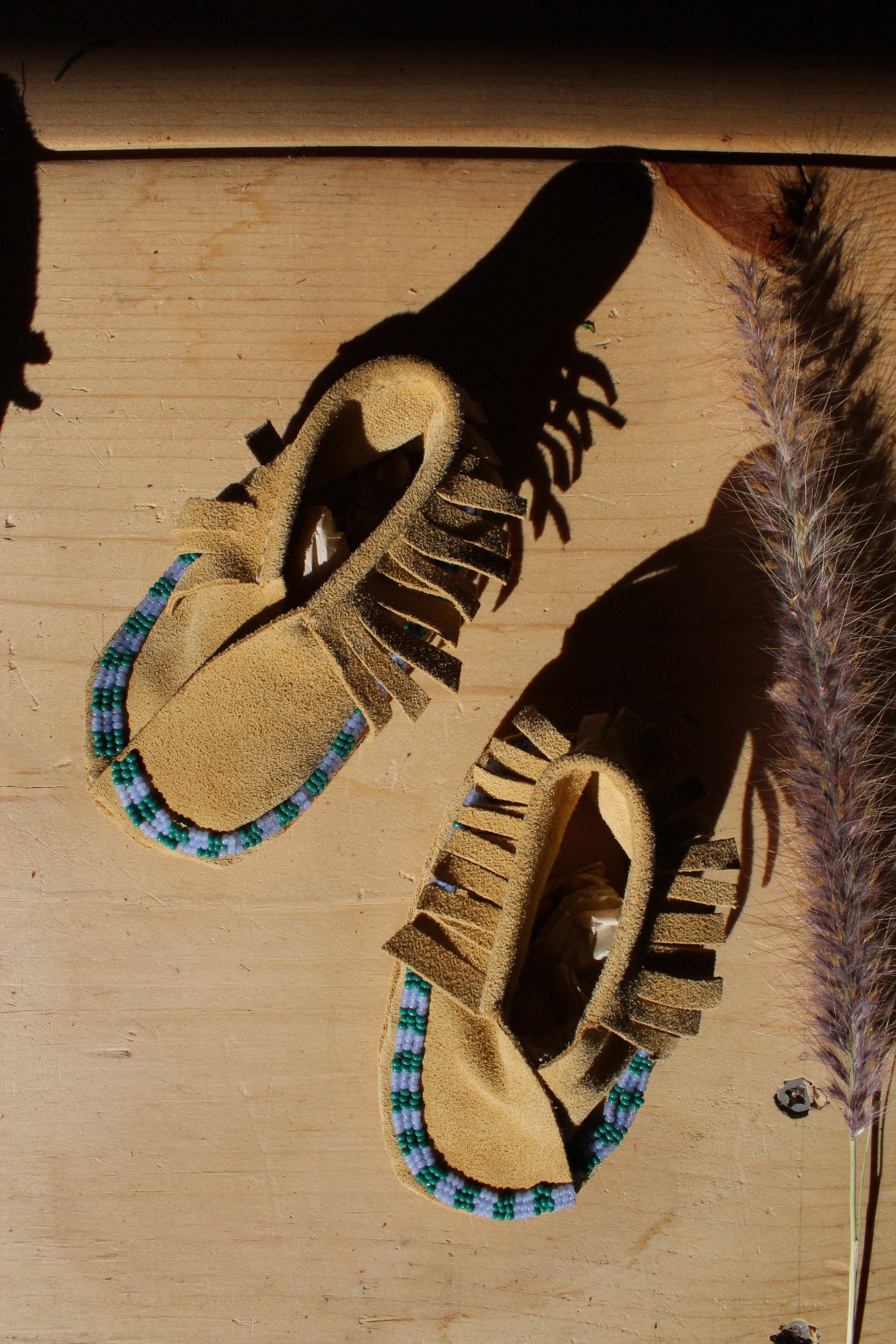 Suede Bebe Moccasins Olive n' Suede