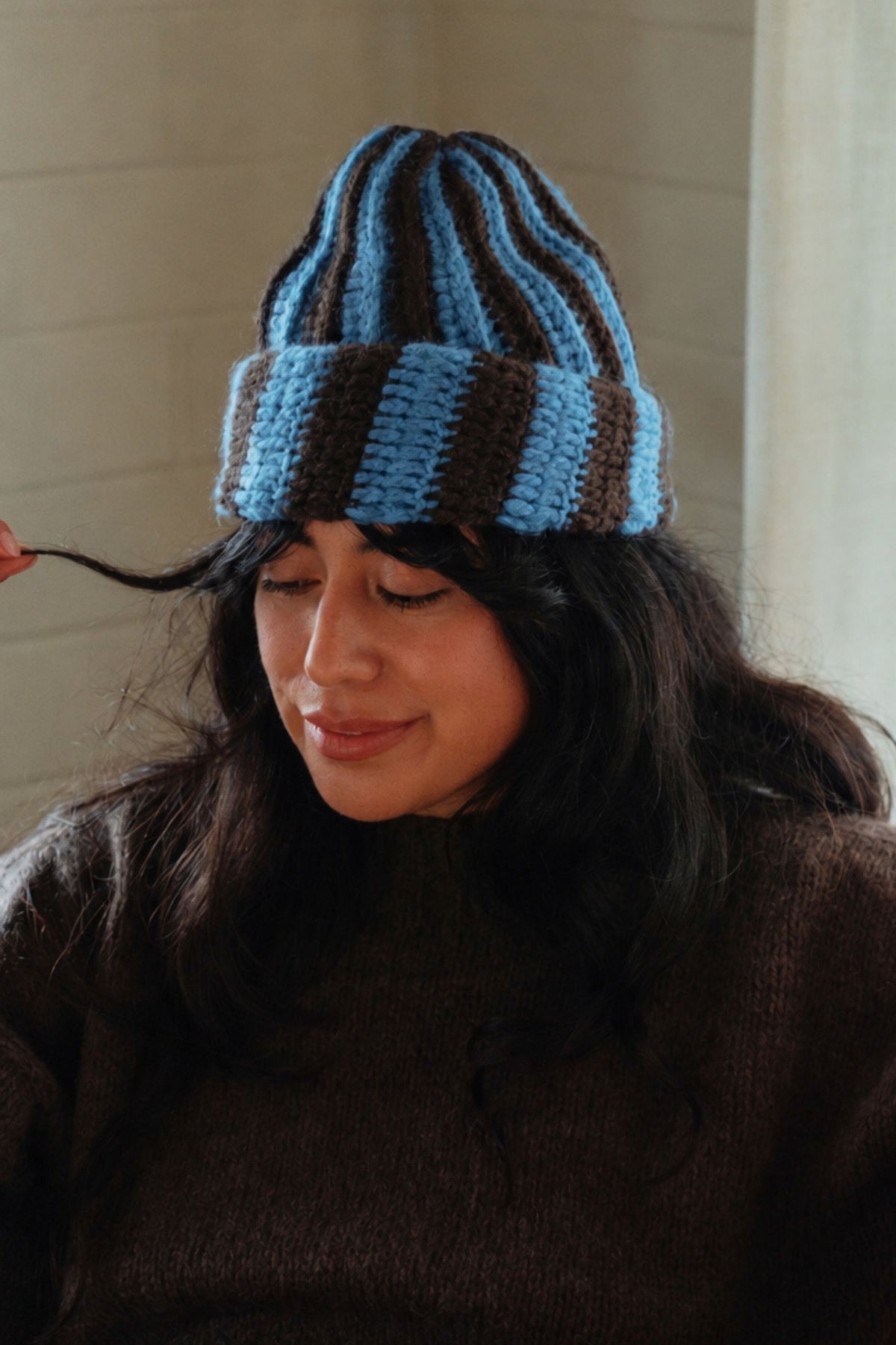 Baby Alpaca Beanie - Caribbean Cacao Stripe Minga