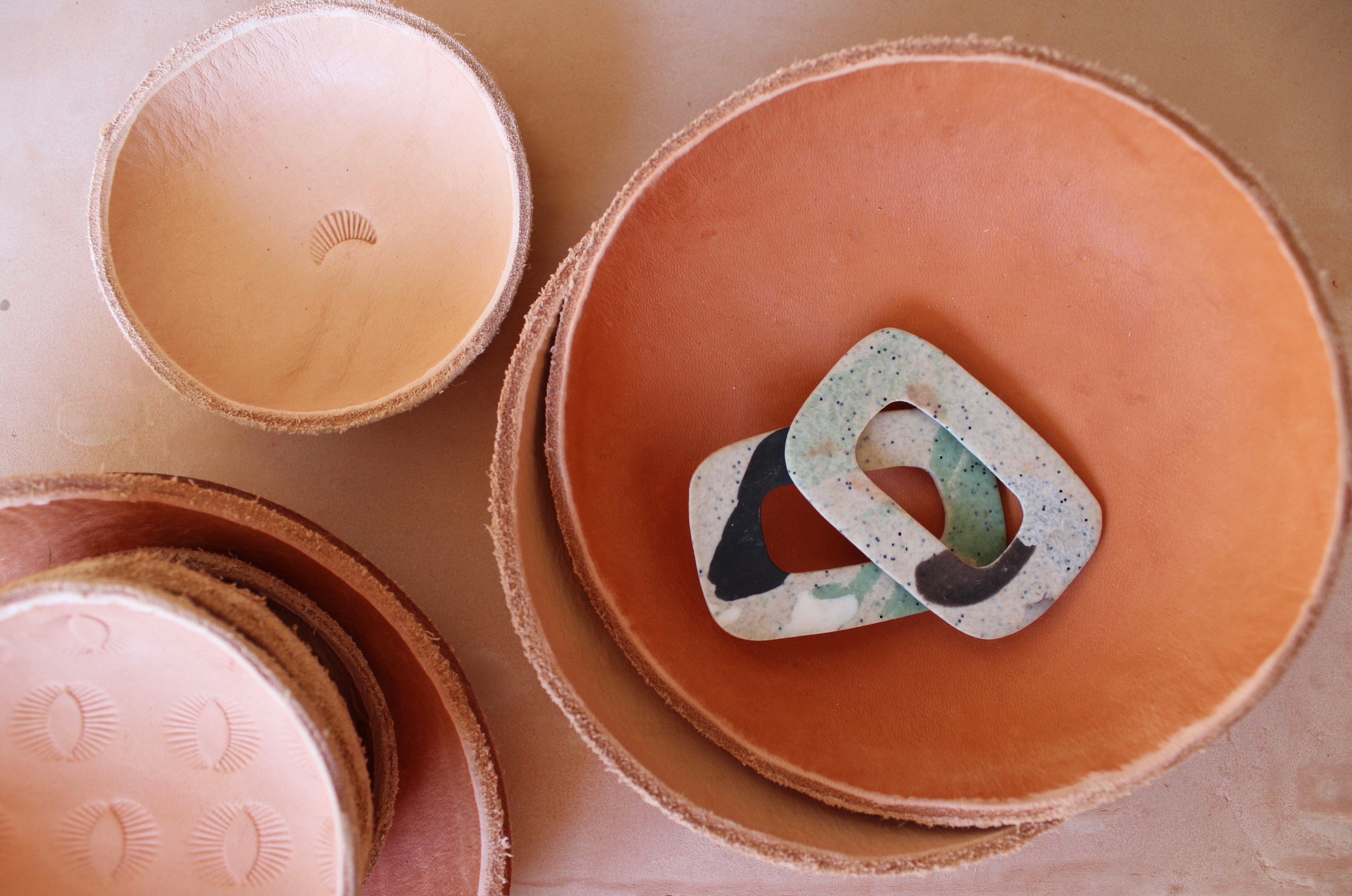 Leather Bowls Olive n' Suede