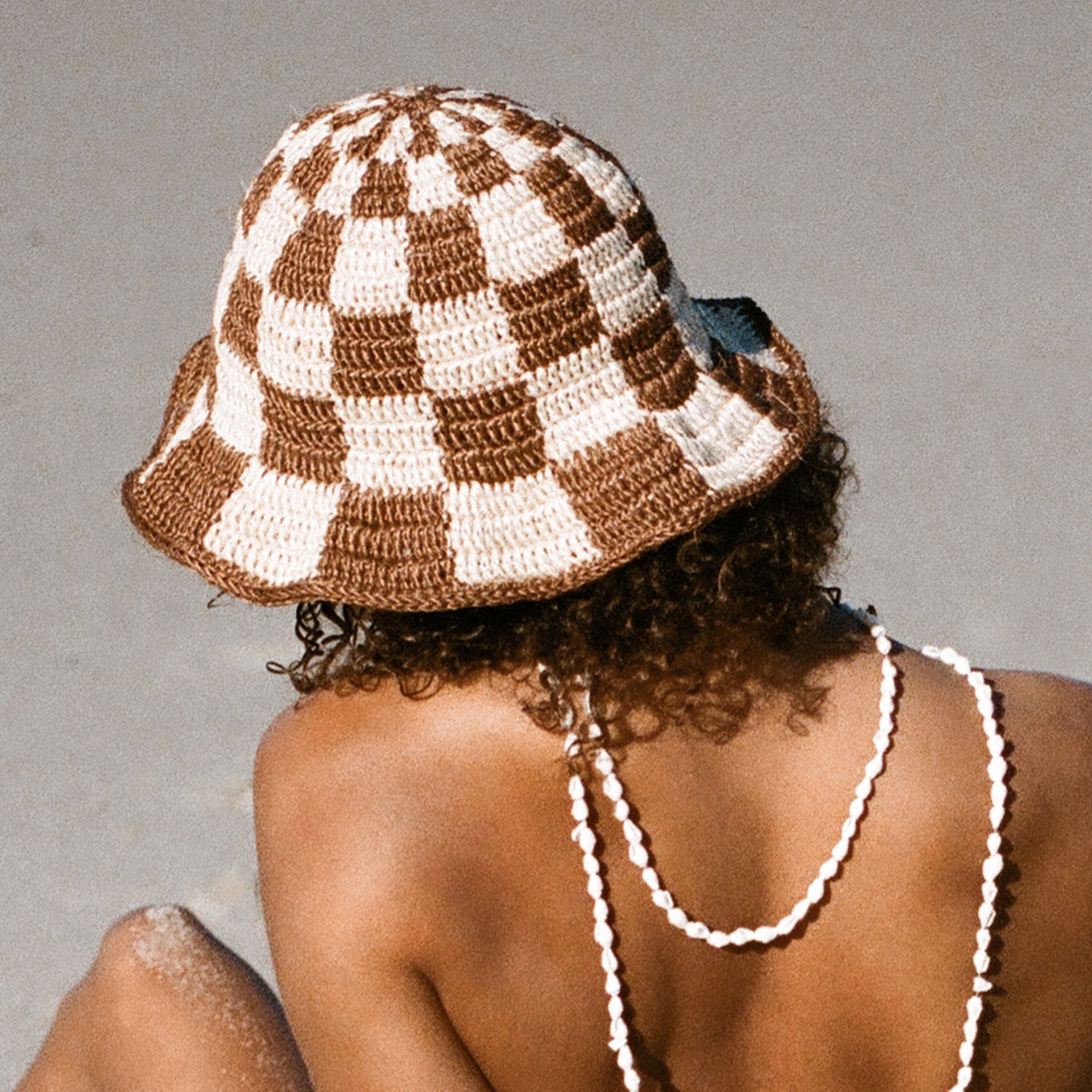 Made by Minga | Unisex Crochet Checkered Bucket Hat | Handmade
