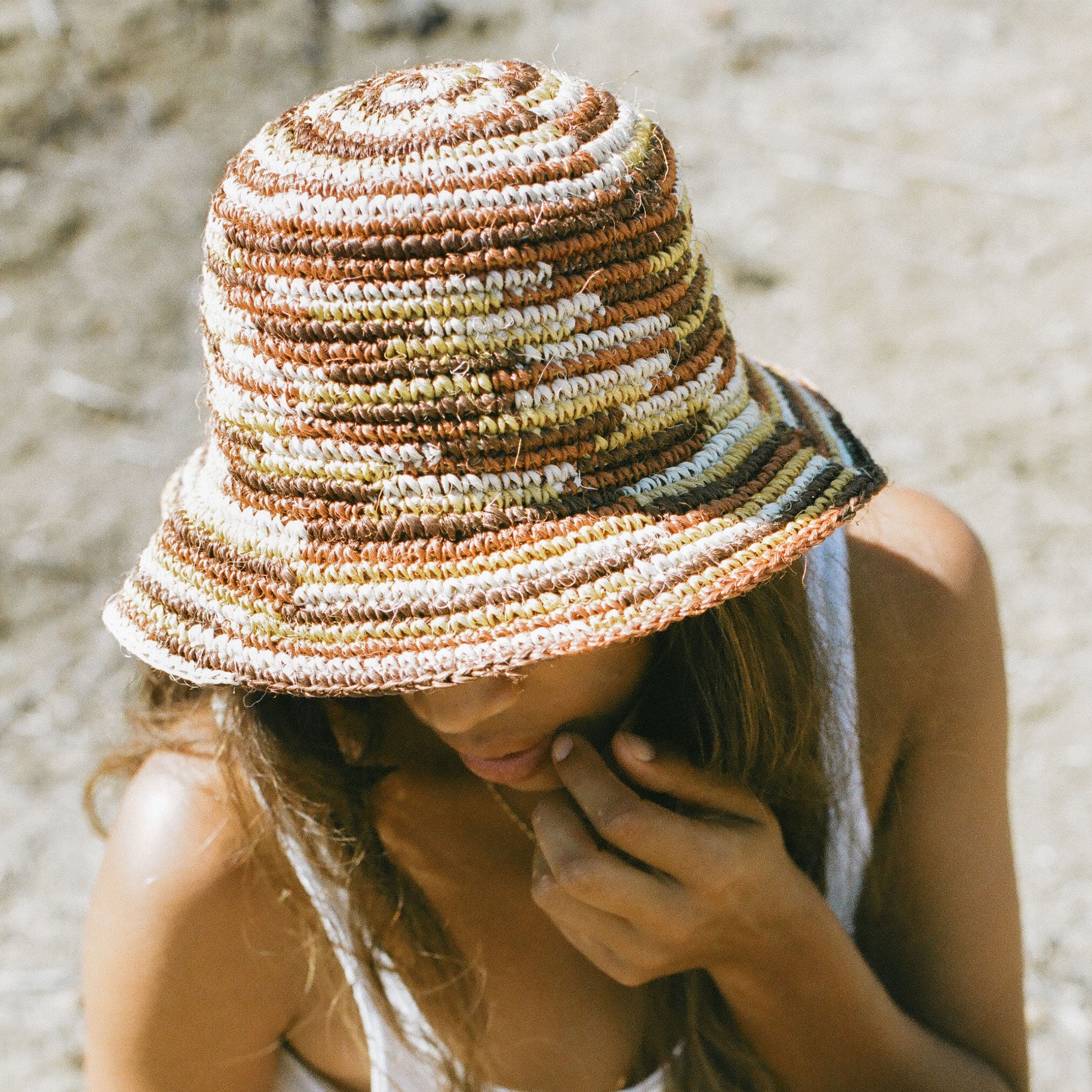 Made by Minga | Unisex Crochet Multicolor Striped Fall Bucket Hat | Handmade